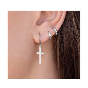 Silver Cross Earrings, Crucifix, Jesus, Cross Gift